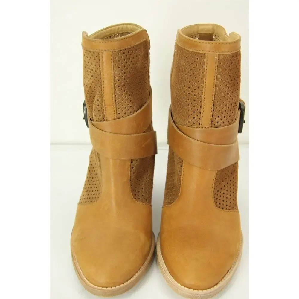 Aquatalia by Marvin K Brown Suede Fawn Ankle Boots Size 6.5 NIB Women's $495 Sz
